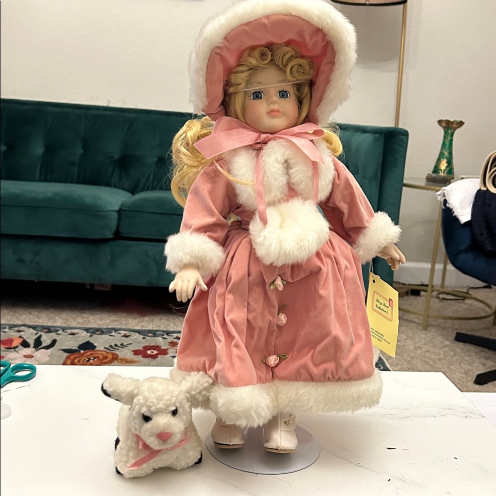 Mary Had a Little Lamb Story Book Collection Porcelain Doll 16”